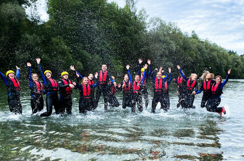 Azubi Ausflug zum Rafting im Allgäu vom Kinderhotel Allgäuer Berghof